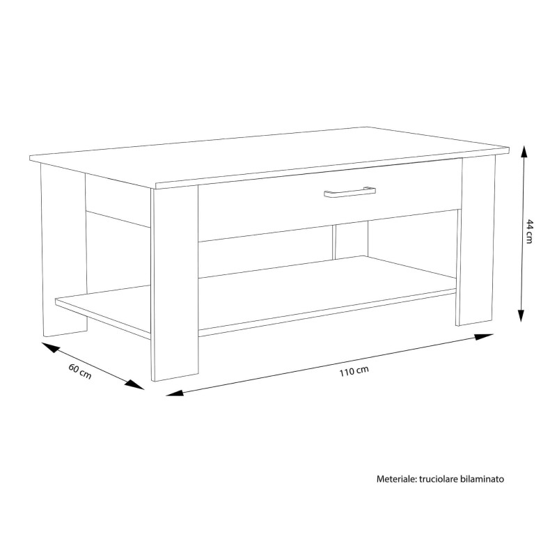 BERRY - tavolino da salotto moderno cm 110 x 60 x 44 h