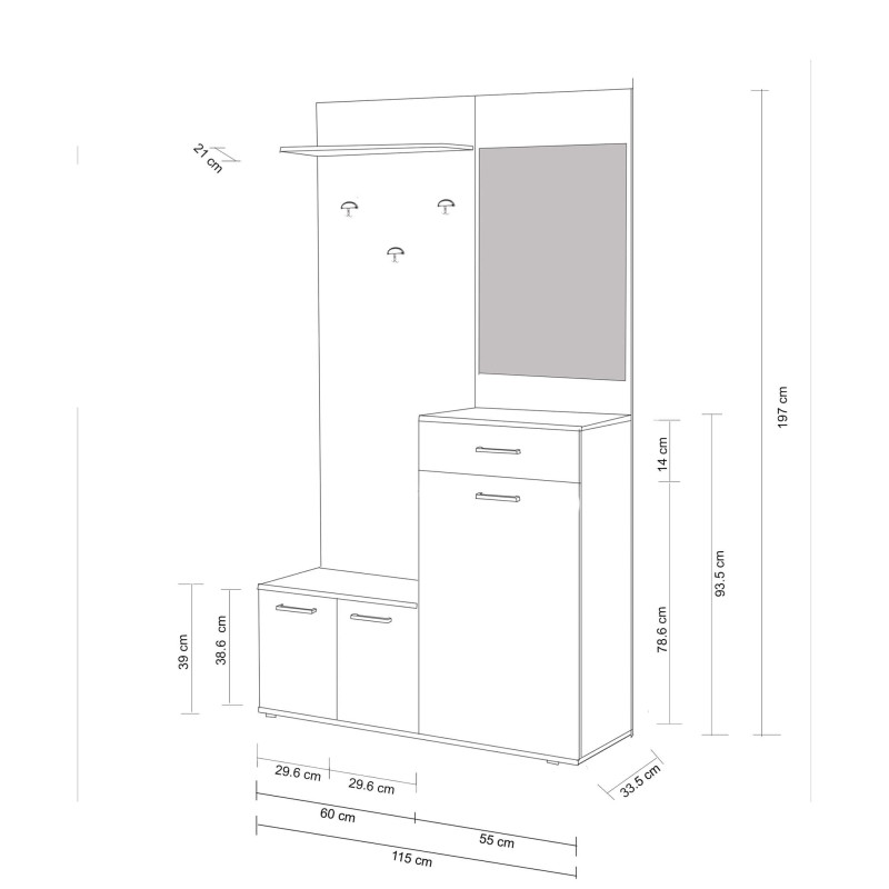 BISCA - mobile ingresso con attaccapanni