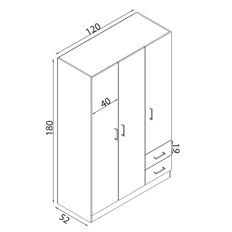 MERIN - armadio di design con 3 ante 2 cassetti