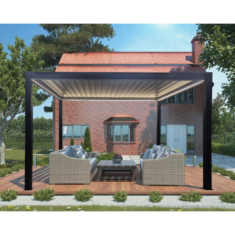 FIREBOLT - pergola bioclimatica motorizzata con led in alluminio 4 x 4 m