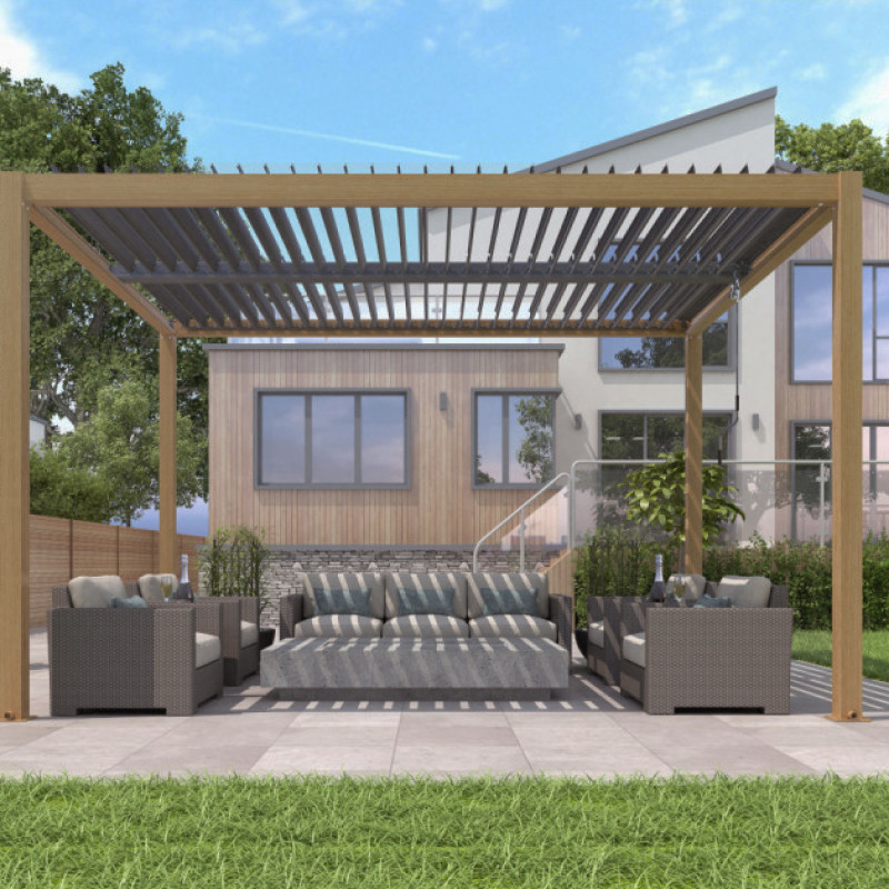 COMET - pergola bioclimatica 3 x 4 effetto legno