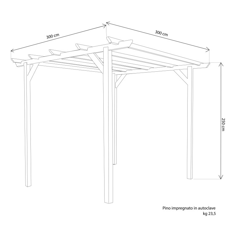 PIP - pergola da giardino in legno di pino impregnato in autoclave