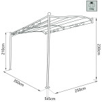 PEGASUS - pergola onda da giardino addossata in acciaio 3,5 x 2,5 m