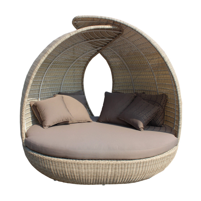 OFELLA - divano da giardino circolare completo di cuscino intreccio in rattan sintetico