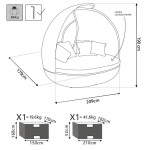 OFELLA - divano da giardino circolare completo di cuscino intreccio in rattan sintetico