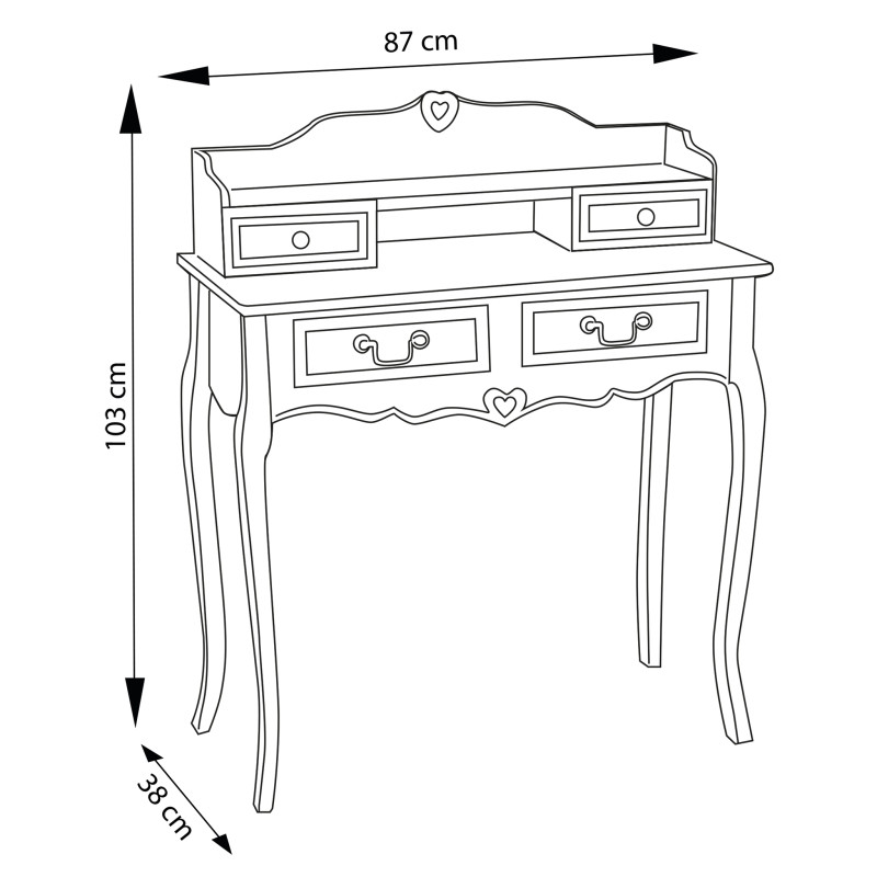 LOR - Scrittoio con 4 cassetti in legno di paulownia