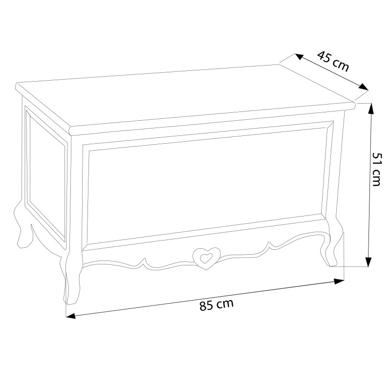 Baule in legno di paulownia shabby chic