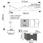 MERIDIES - ombrellone da giardino decentrato 2 x 3 m