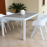 LOIS - set tavolo in alluminio cm 162/242 x 100 x 74 h con 4 poltrone Jessie