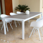 LOIS - set tavolo in alluminio cm 162/242 x 100 x 74 h con 6 poltrone Jessie