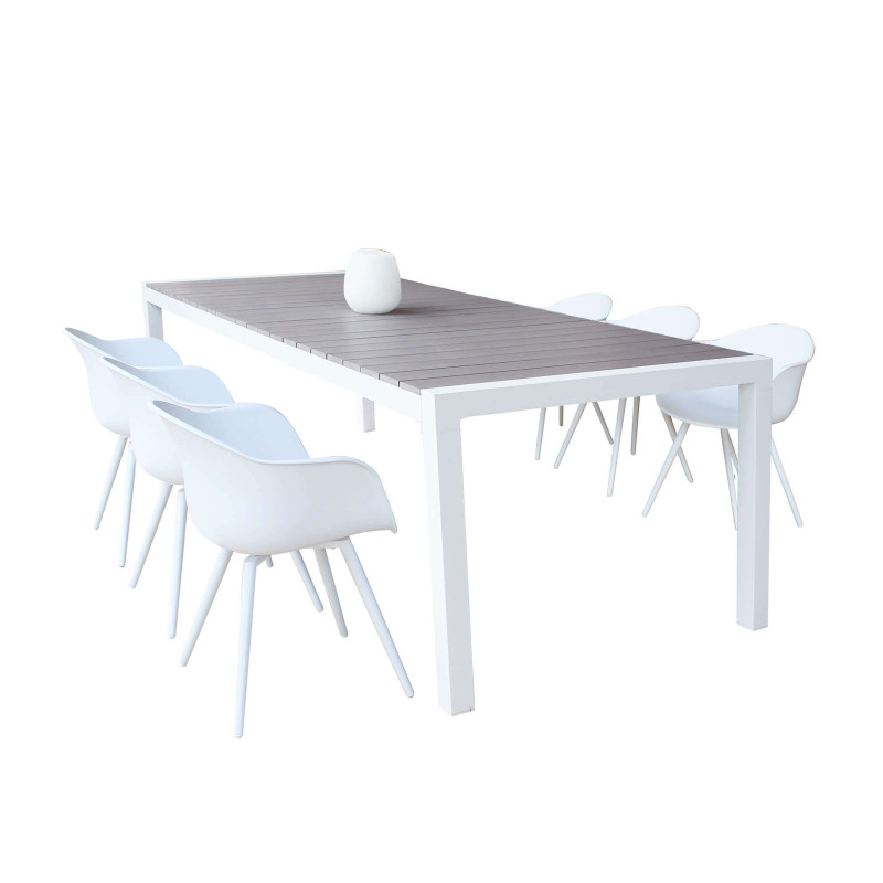 LOIS - set tavolo in alluminio e polywood cm 162/242 x 100 x 74 h con 6 Poltrone Dynamo