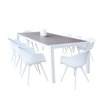 LOIS - set tavolo in alluminio e polywood cm 162/242 x 100 x 74 h con 8 Poltrone Dynamo