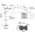 TESLA - ombrellone da giardino decentrato con led 3 x 3