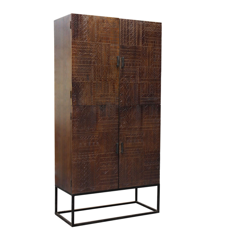 MANTRA - credenza con decoro 4 ante legno e ferro