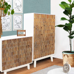 MATRIX - madia a due ante con decoro in legno