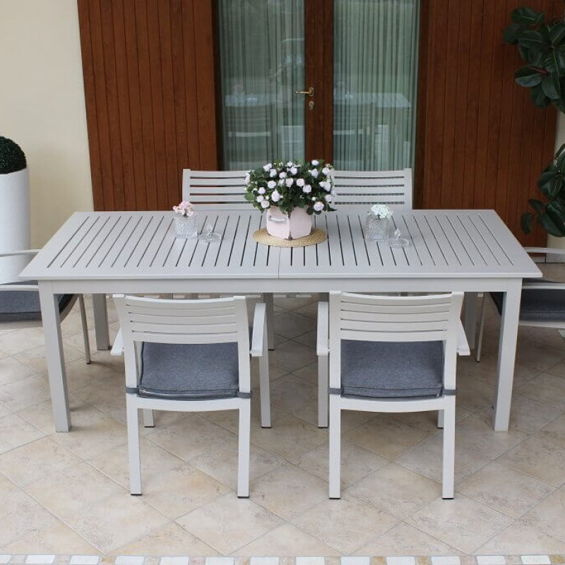 ARGENTUM - tavolo da giardino allungabile in alluminio da 220