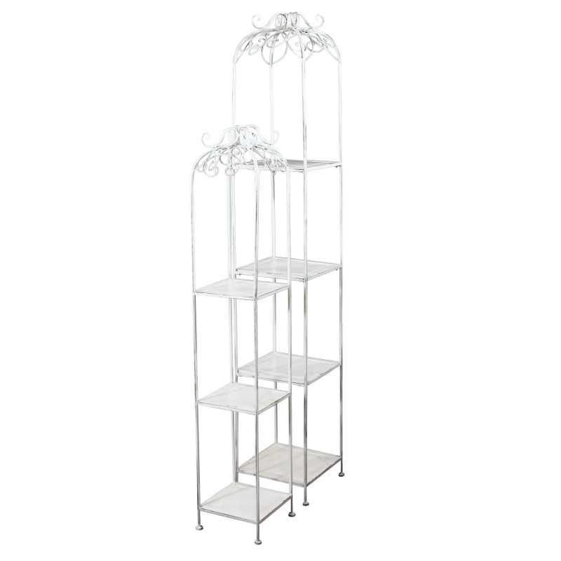 set di 2 scaffali stile provenzale in ferro verniciato g.27x27x162/p.22x22x125