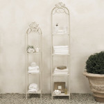 set di 2 scaffali stile provenzale in ferro verniciato g.27x27x162/p.22x22x125