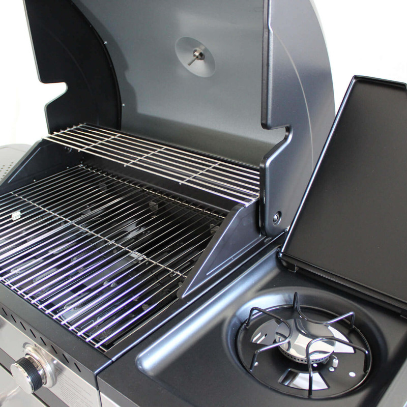 PIROS - barbecue a gas 3 fuochi + 1 esterno in acciaio inox