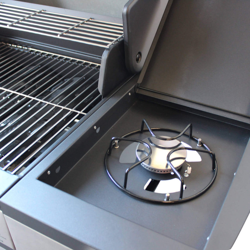 PIROS - barbecue a gas 4 fuochi + 1 esterno in acciaio inox