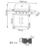 PIROS - barbecue a gas 4 fuochi + 1 esterno in acciaio inox