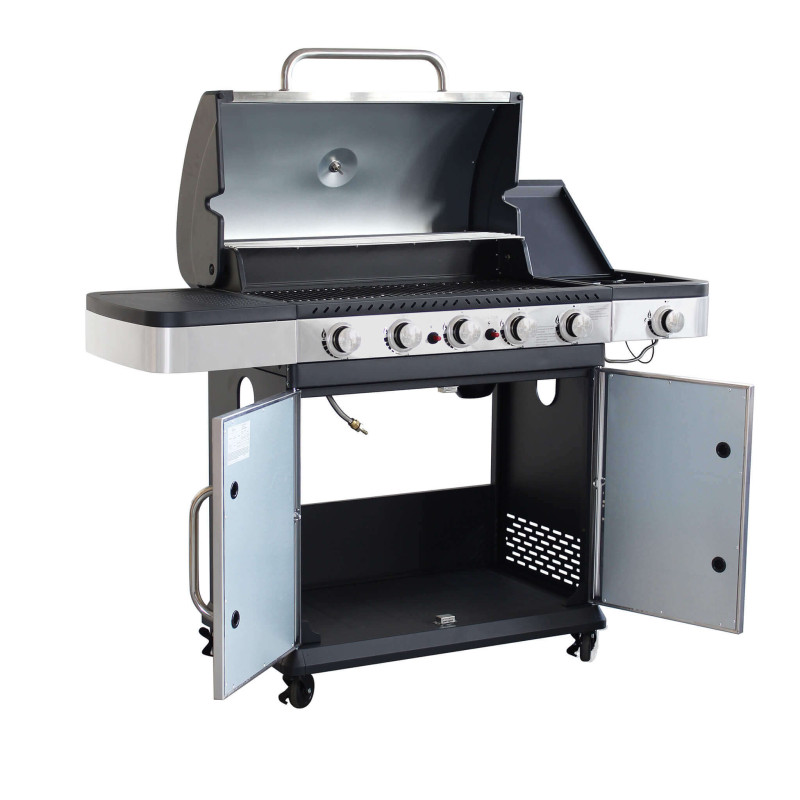 PIROS - barbecue a gas 5 fuochi + 1 esterno in acciaio inox