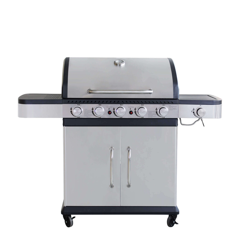 PIROS - barbecue a gas 5 fuochi + 1 esterno in acciaio inox