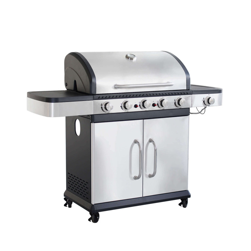 PIROS - barbecue a gas 5 fuochi + 1 esterno in acciaio inox