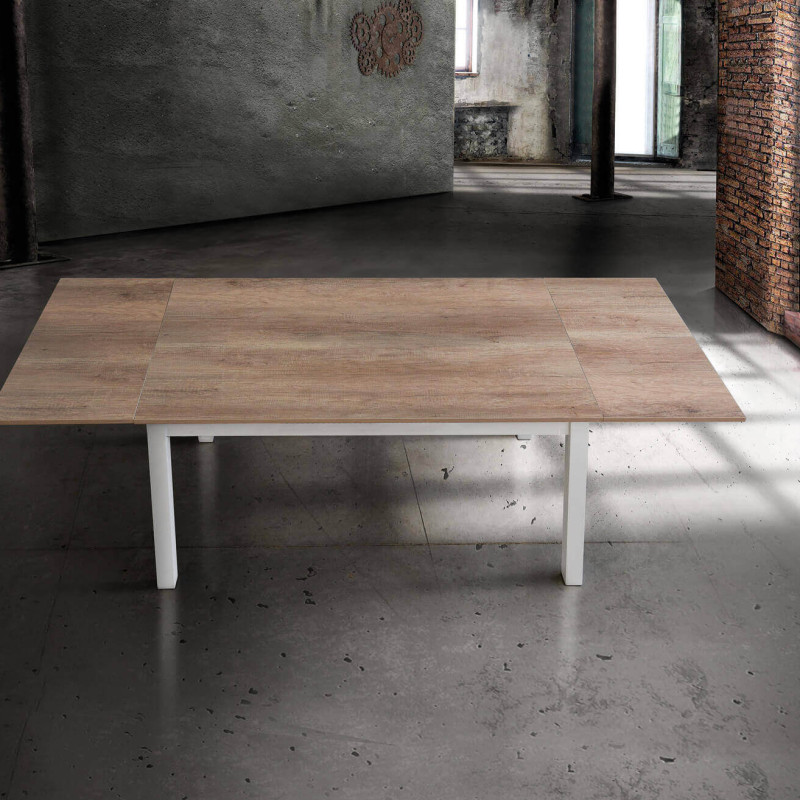 BLAKE - tavolo da pranzo moderno allungabile in acciaio e legno da 110 x70