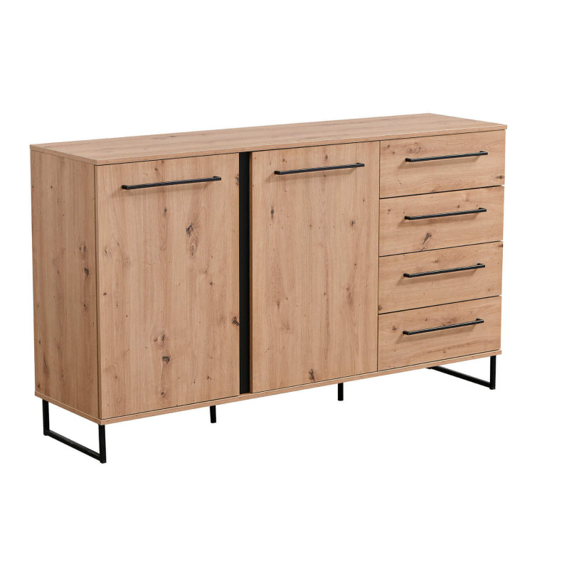 DODO - credenza con 2 ante e 4 cassetti colore rovere