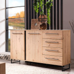 DODO - credenza con 2 ante e 4 cassetti colore rovere