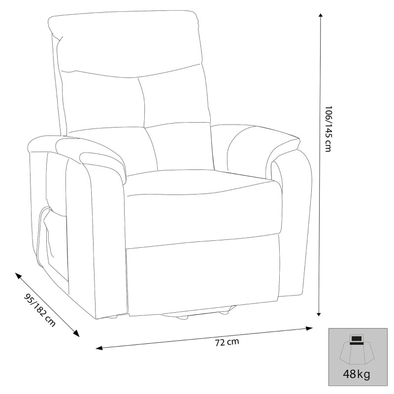 RELAX - poltrona elettrica alzapersona cm 72 x 95/182 x 106/145 h