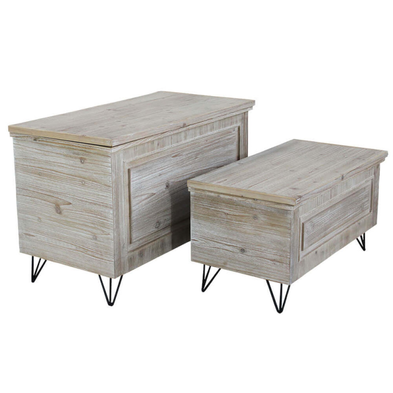 ROMARIC - set di 2 bauli in legno