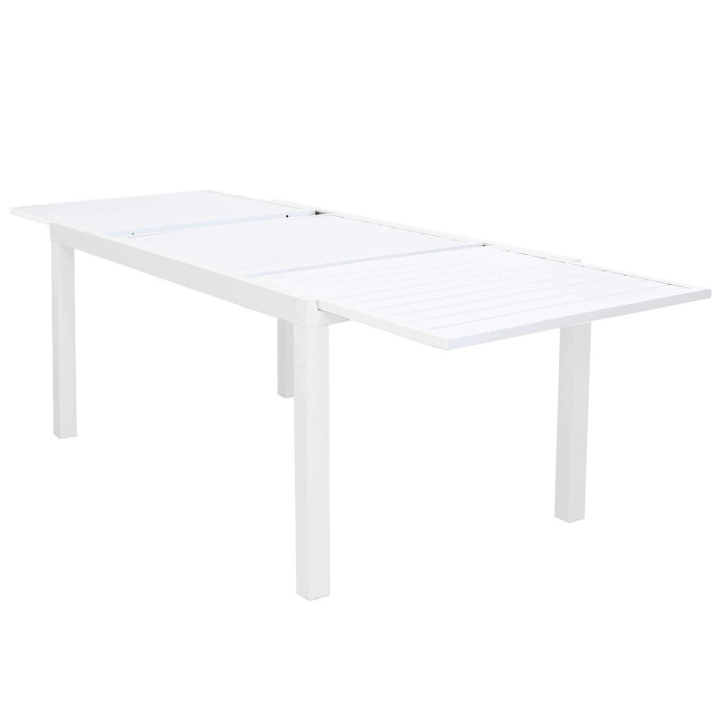DEXTER - set tavolo in alluminio e teak cm 160/240 x 90 x 75 h con 4 sedie e 2 poltrone Aulus