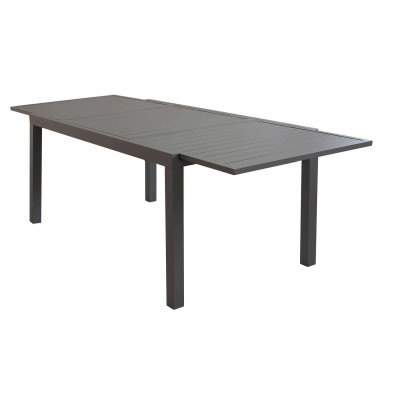 DEXTER - set tavolo in alluminio e teak cm 160/240 x 90 x 75 h con 4 poltrone Aulus