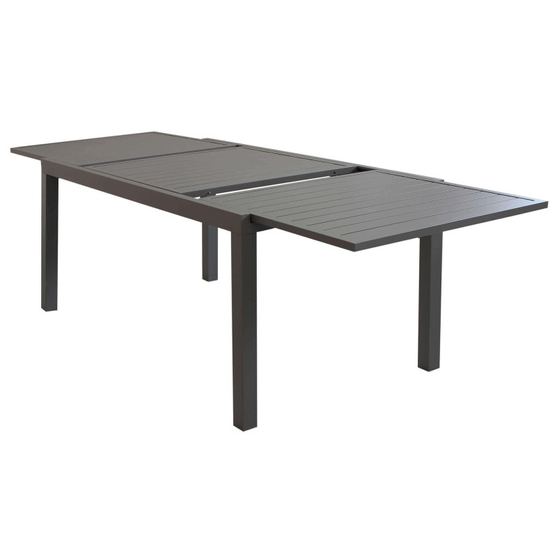 DEXTER - set tavolo in alluminio e teak cm 160/240 x 90 x 75 h con 4 poltrone Aulus