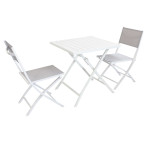 ABELUS - set tavolo in alluminio cm 70 x 70 x 73 h con 2 sedie Gaja