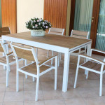 VIDUUS - set tavolo in alluminio e polywood cm 200/300 x 95 x 74 h con 6 poltrone Viduus