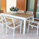 VIDUUS - set tavolo in alluminio e polywood cm 200/300 x 95 x 74 h con 8 poltrone Viduus