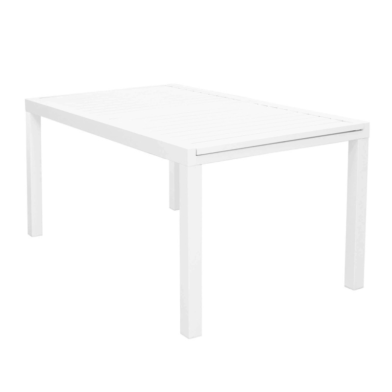 DEXTER - set tavolo in alluminio e teak cm 160/240 x 90 x 75 h con 6 sedie Aulus