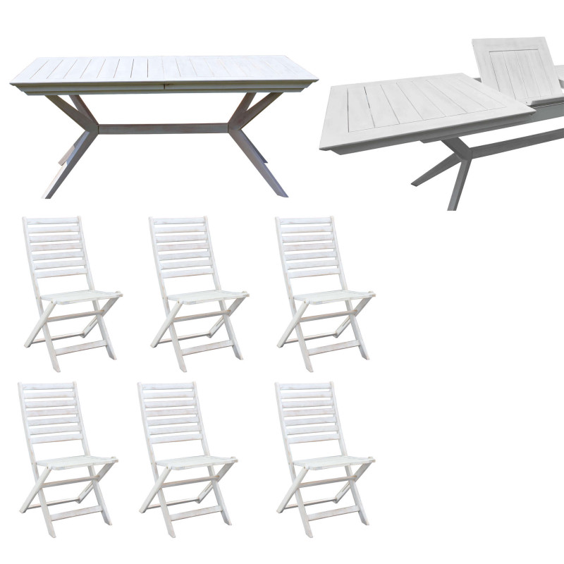 CAESAR - set tavolo in alluminio e teak con 6 sedie Sortis