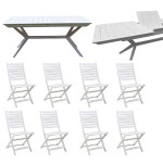 CAESAR - set tavolo in alluminio e teak con 8 sedie Sortis