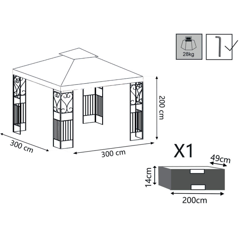 MARICA - gazebo da giardino in acciaio