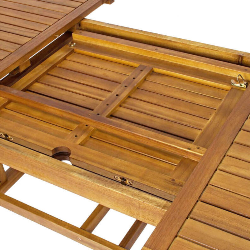 TURRIS - set tavolo in alluminio e teak cm 180/240 x 100 x 74 h con 4 sedie e 2 poltrone Mulier