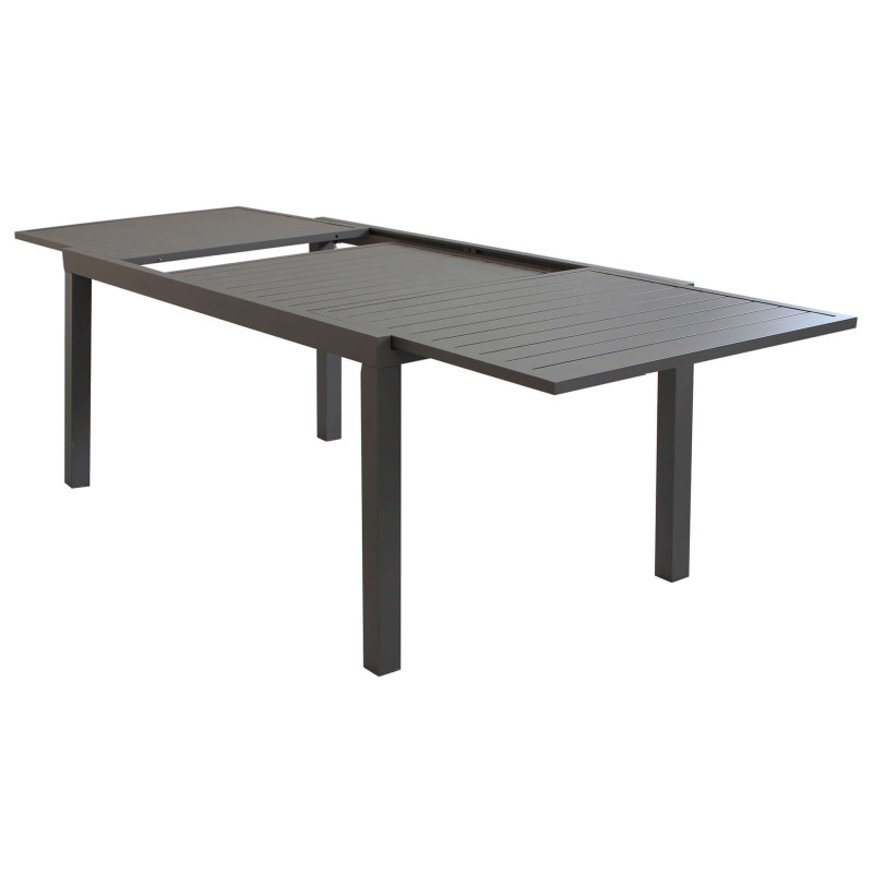 DEXTER - set tavolo in alluminio e teak cm 160/240 x 90 x 75 h con 6 poltrone Dexter