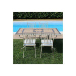 VENTUS - set tavolo in alluminio e teak cm 160 x 90 x 74 h con 4 sedie Ventus