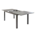 ARGENTUM - set tavolo in alluminio e teak cm 150/210 x 90 x 75 h con 6 poltrone Aulus