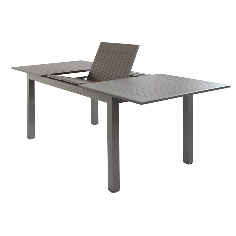 ARGENTUM - set tavolo in alluminio e teak cm 150/210 x 90 x 75 h con 8 poltrone Aulus