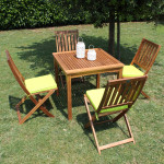 AARON - set tavolo in alluminio e teak cm 80 x 80 x 74 h con 2 sedie Dresda