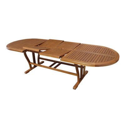 GENIUS - set tavolo in alluminio e teak cm 200/250/300 x 110 x 74 h con 8 sedie e 2 poltrone Mulier